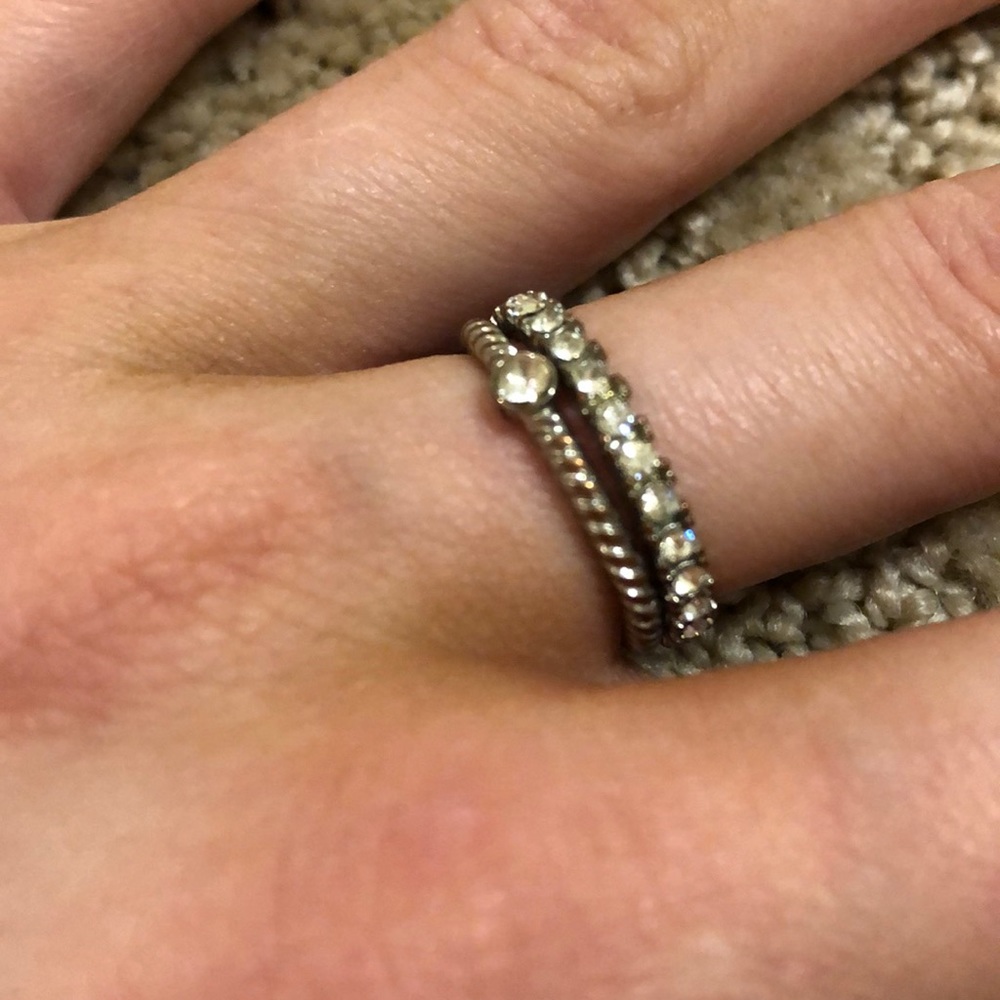 NWOT silver stacking rings ring set cubic zirconia